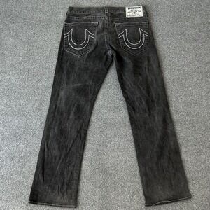 True Religion Section Straight Jeans Mens 34x32 Gray Made USA Horseshoe Stretch